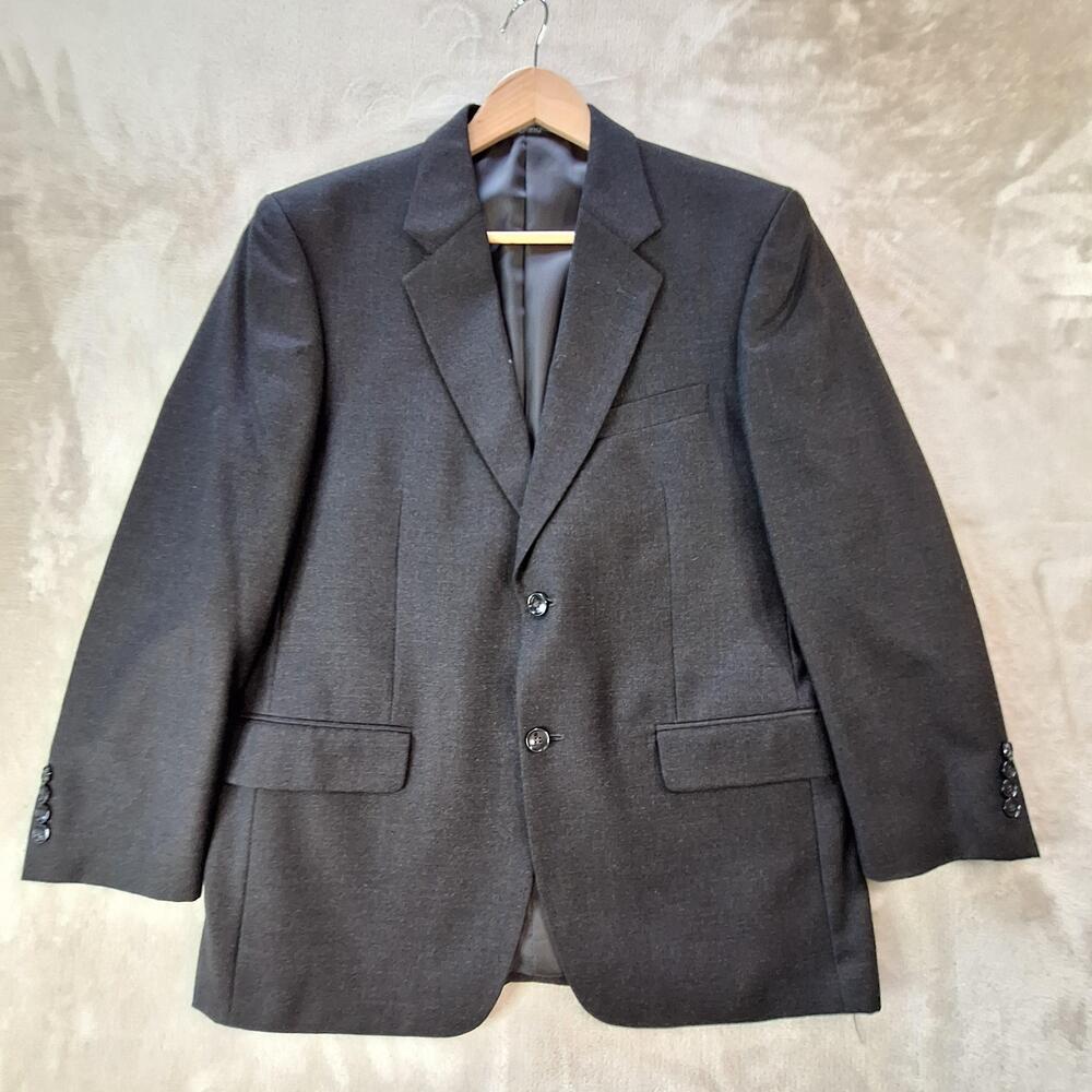 Jones New York Suit Jacket Mens 40 Short Gray Wool Cashmere Ventless 2 Btn